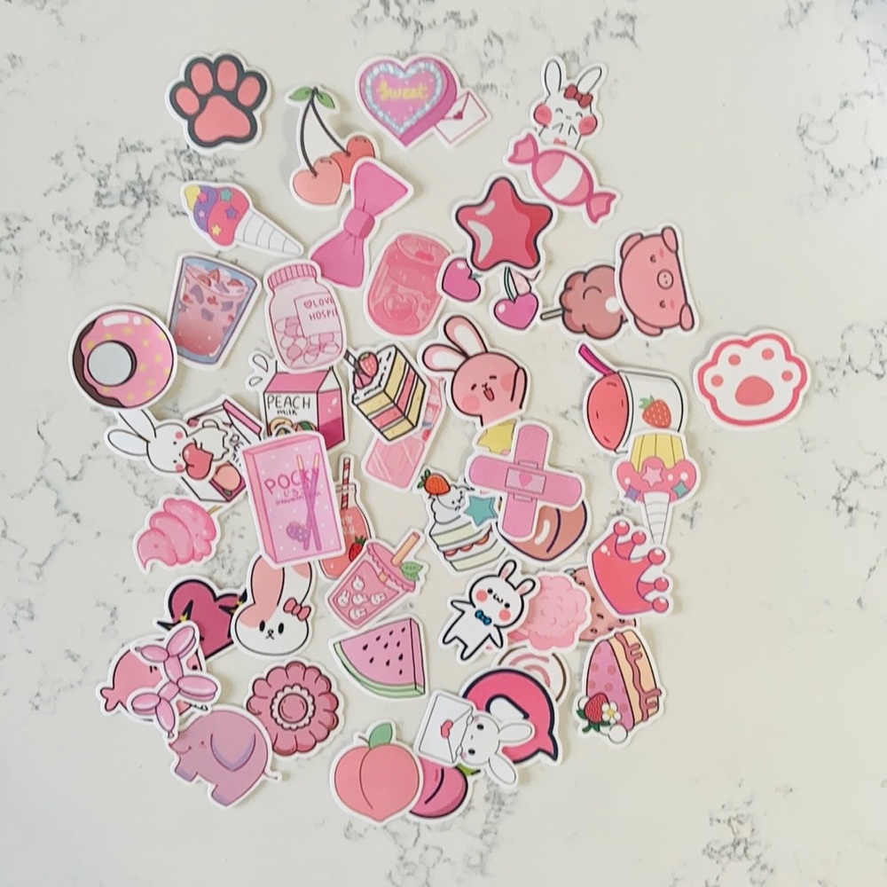 Pink 50 Pieces Cute Sticker Bundle - Picture 2 of 16